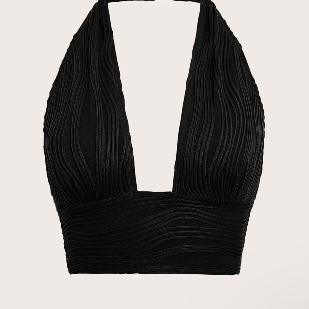 SHEIN Black Halter Crop Top